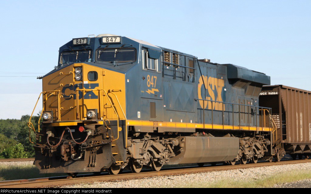 CSX 847 pushes on the rear of train U355-30